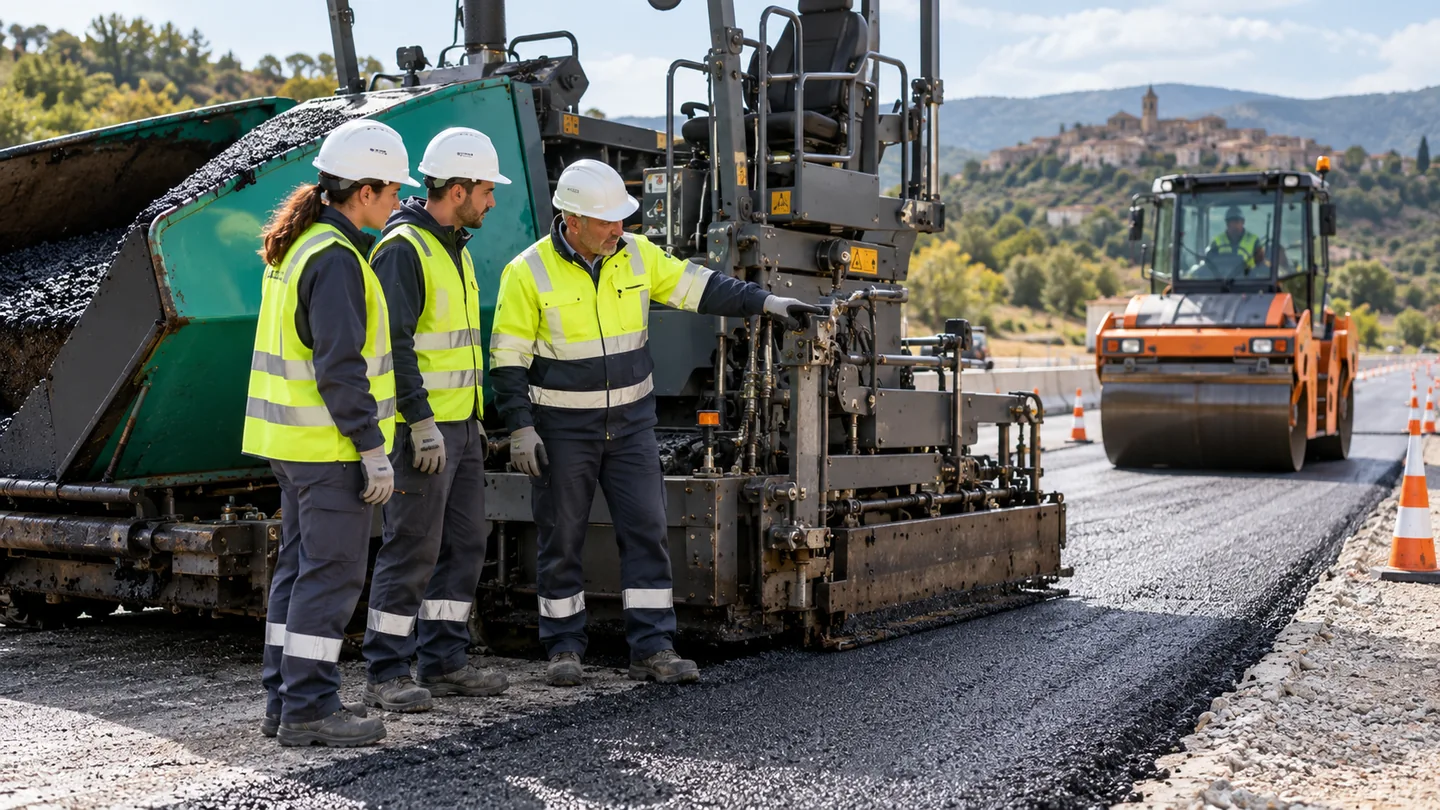 Ilustración de formación preventiva en Estabilización de explanadas y extendido de firmes — PRL Construcción