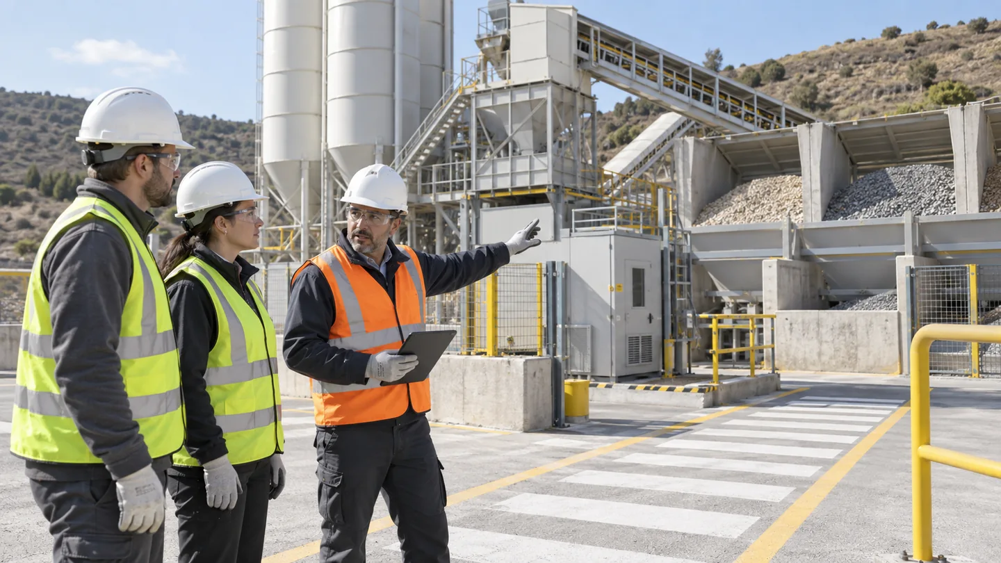 Ilustración de formación preventiva en Instalaciones temporales de obra y auxiliares — PRL Construcción