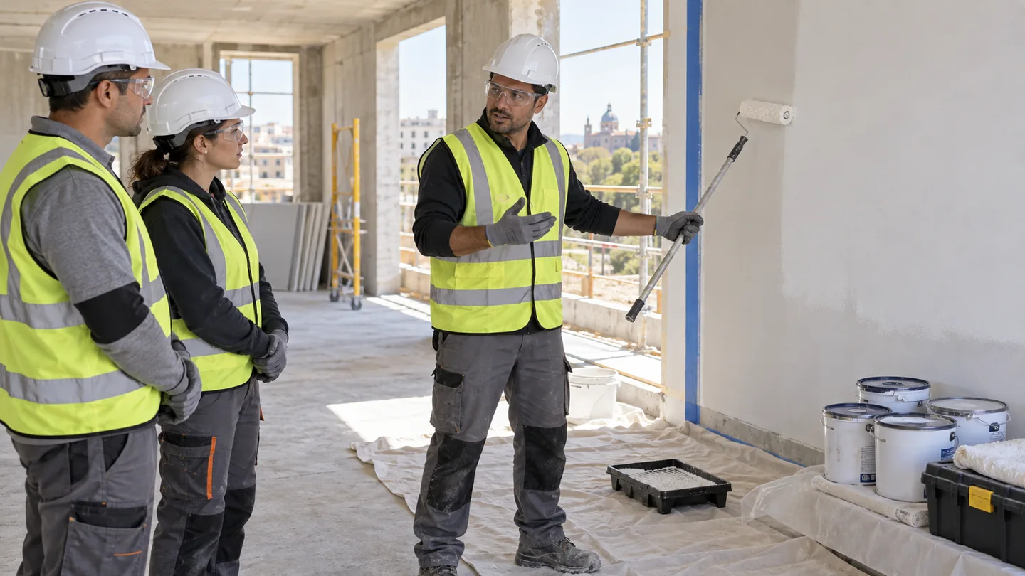Ilustración de formación preventiva en Pintura — PRL Construcción