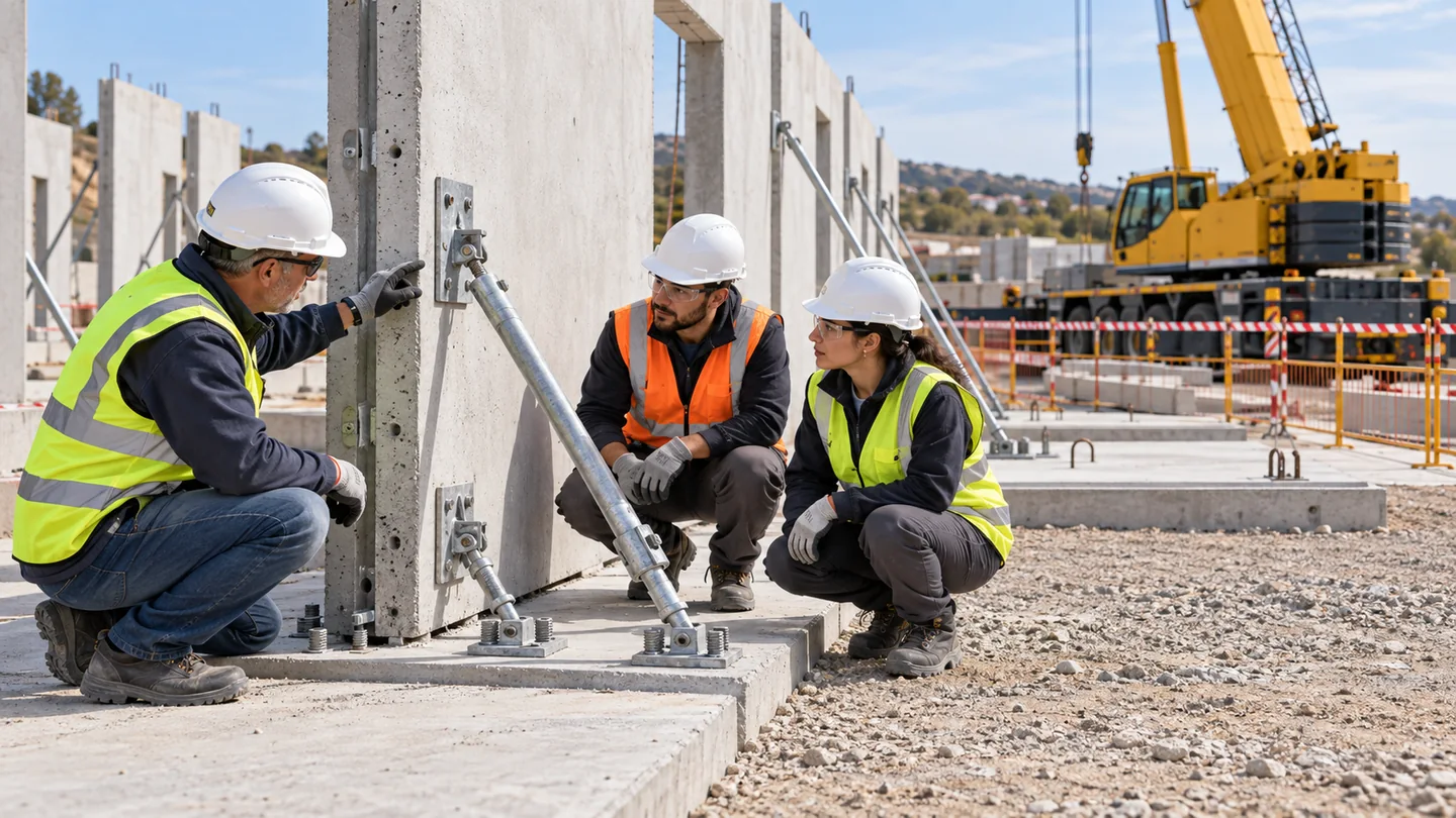 Ilustración de formación preventiva en Montaje de prefabricados de hormigón en obra — PRL Construcción